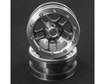 Cerchi 1.9 x Scaler in alluminio CNC 10 raggi Gun Metal/Silver Beadlock (2 pz) yeahracing WL-0114GM-SV